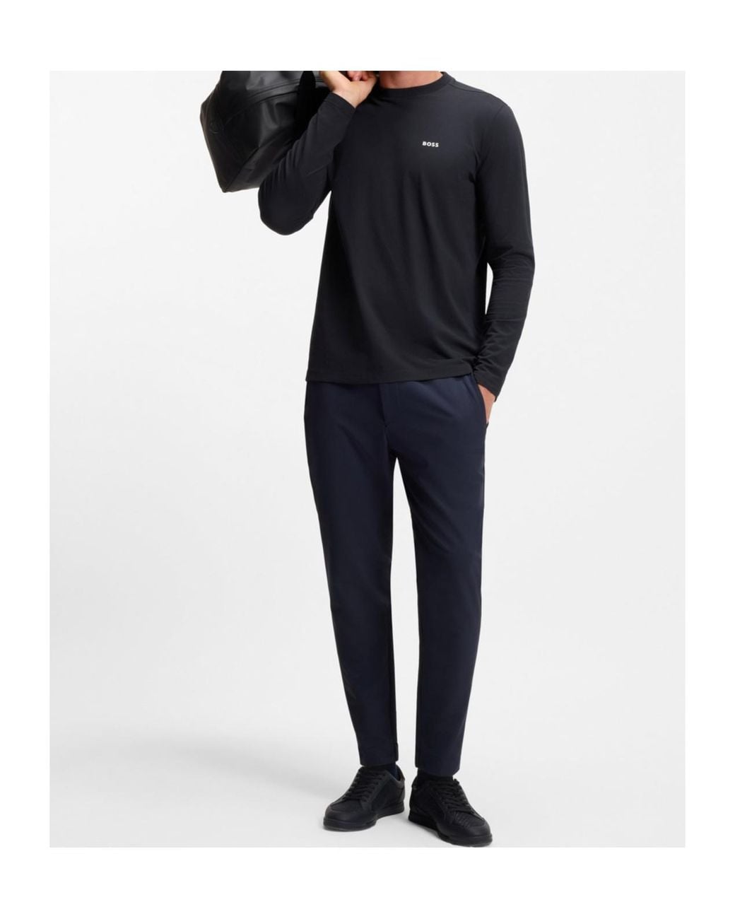 Boss Blue Long-Sleeved T-Shirt for men