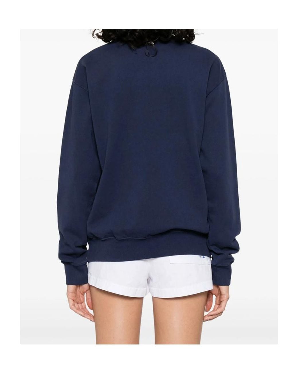Sporty & Rich Blue Logo Printed Crewneck Sweatshirt
