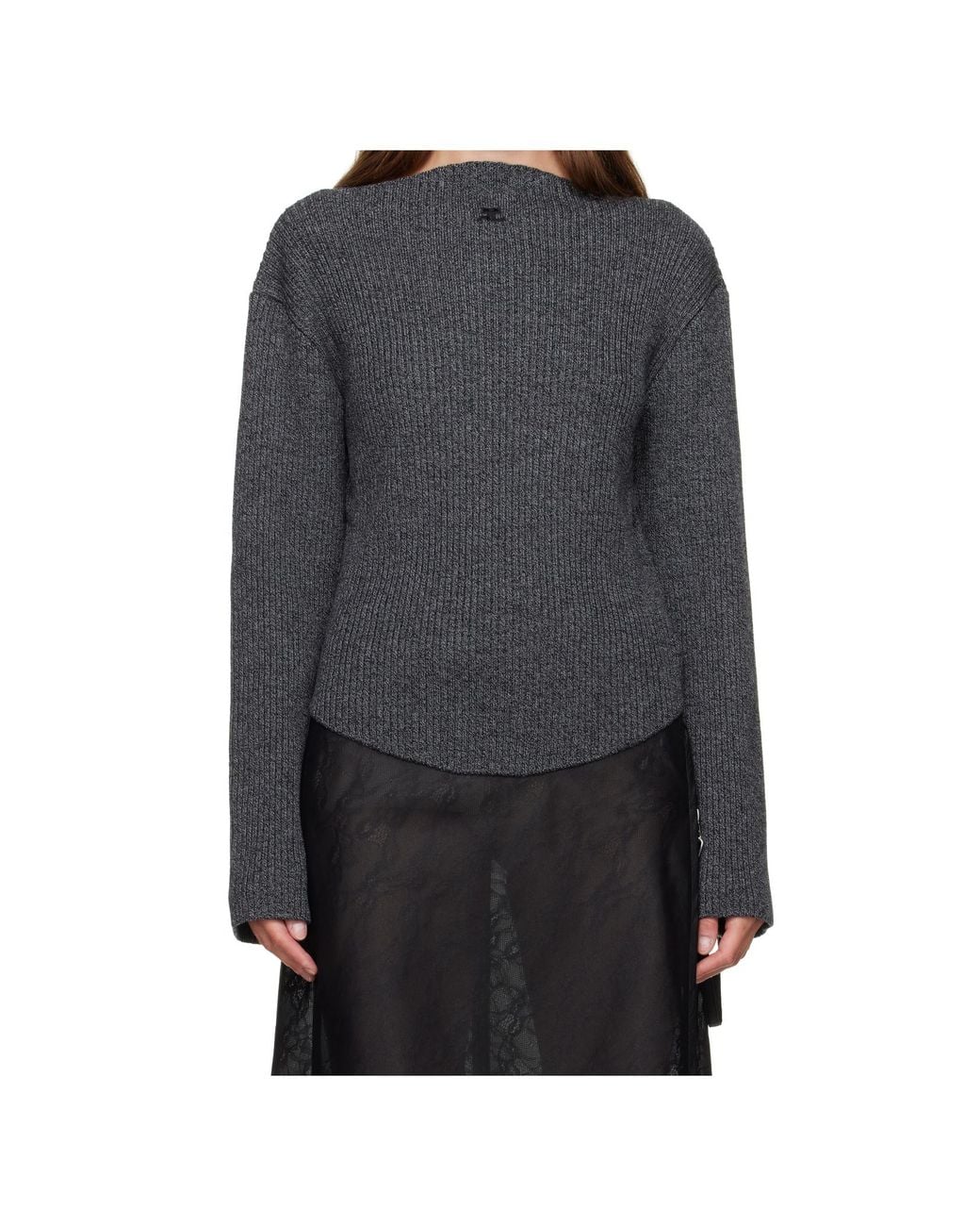 Courreges Gray Ribbed-Knit Sweater for men