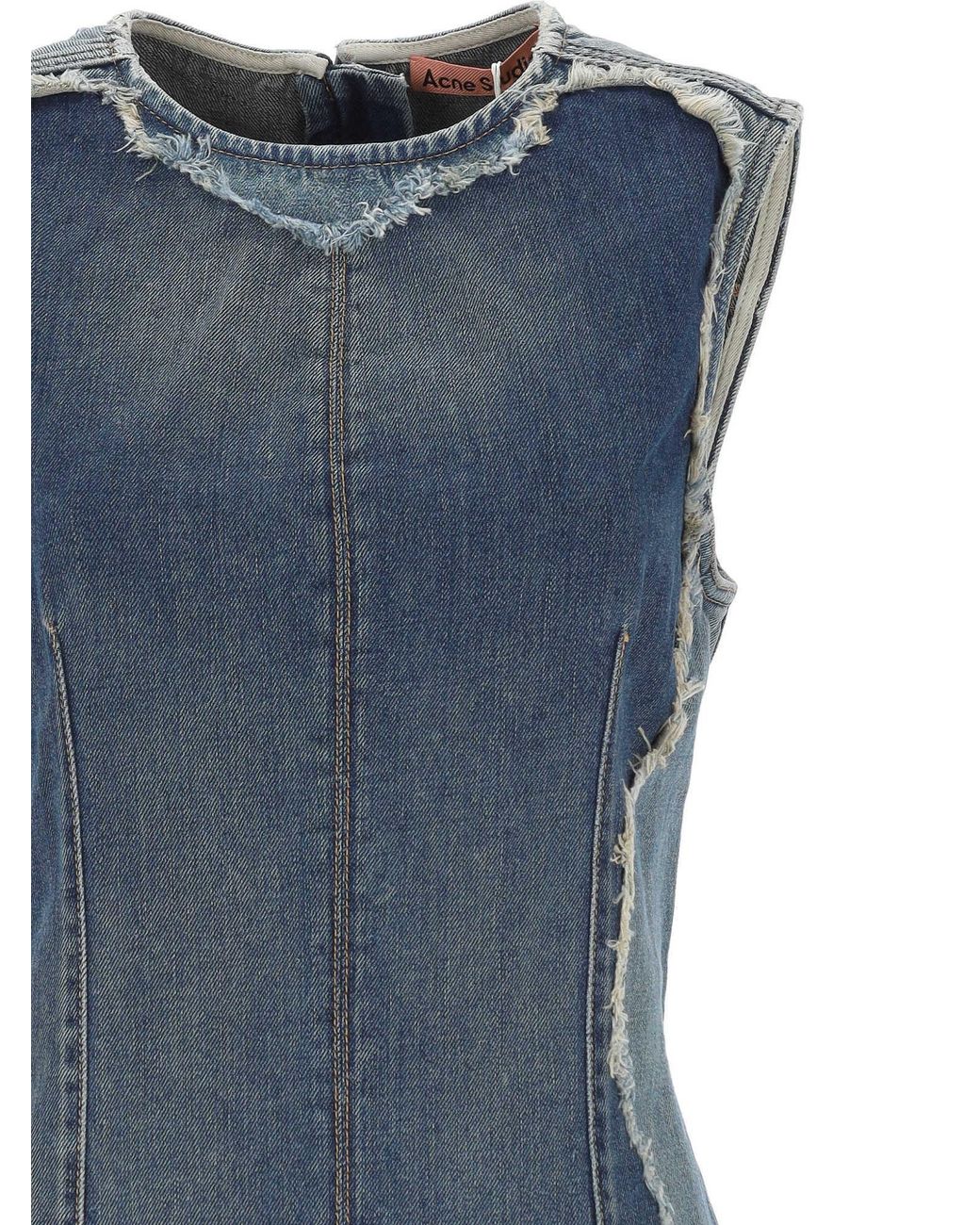 Acne Blue Raw Cut Edge Denim Mini Dress