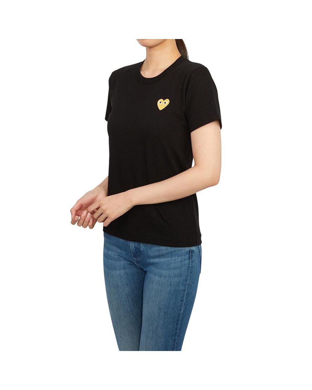 COMME DES GARÇONS PLAY Black Logo Embroidered Crew Neck T-Shirt