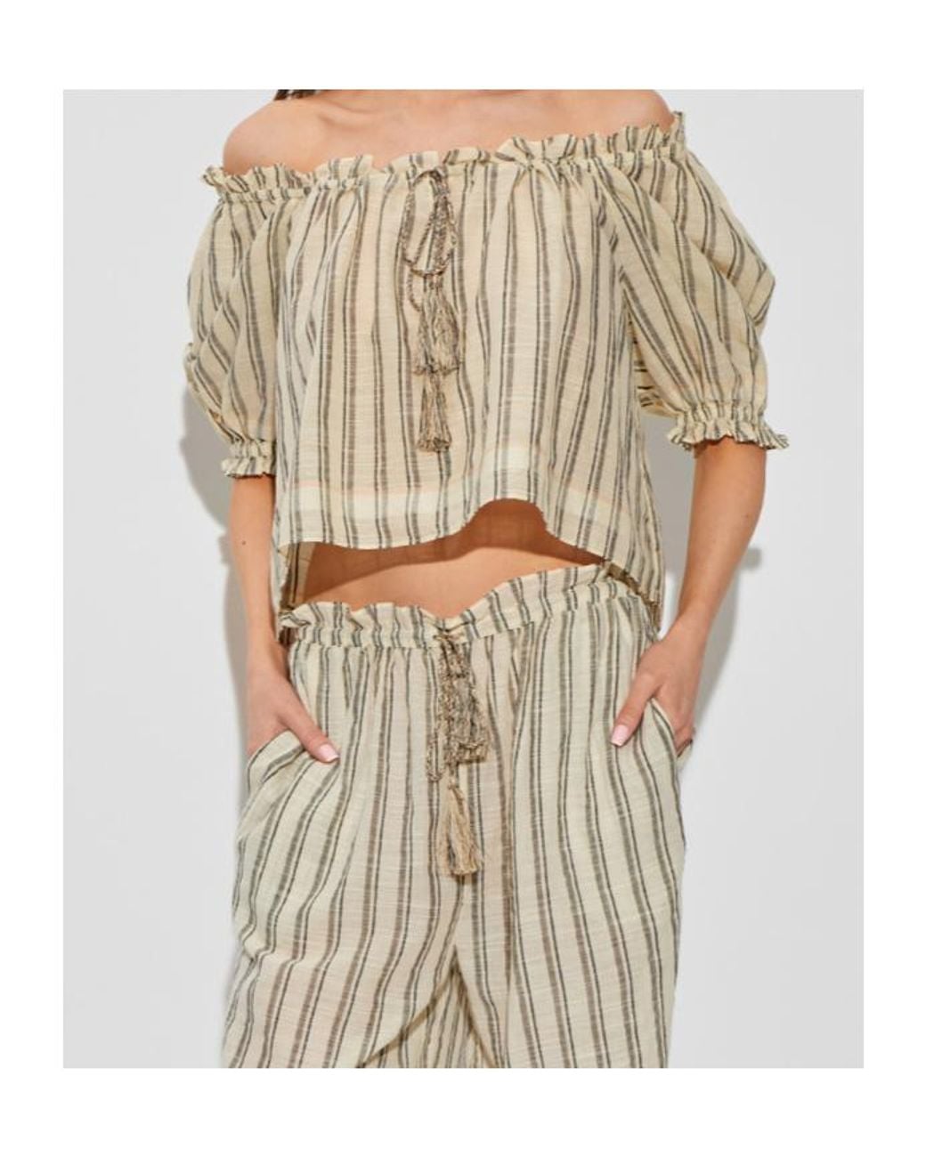 Ulla Johnson Natural Paros Striped Top