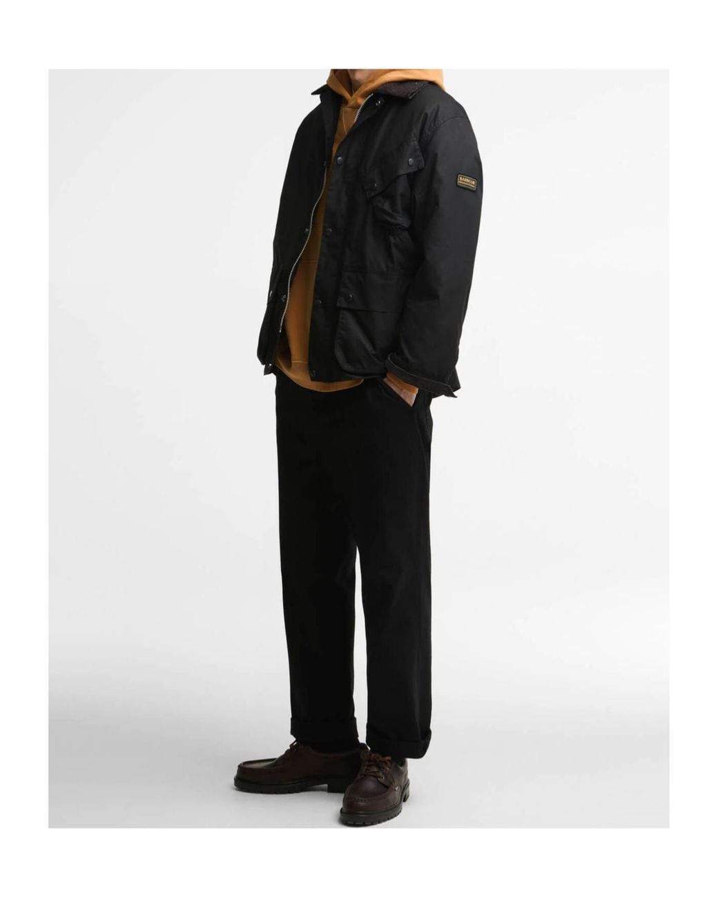 Barbour Black Waxed-Cotton Corduroy-Collar Jacket for men