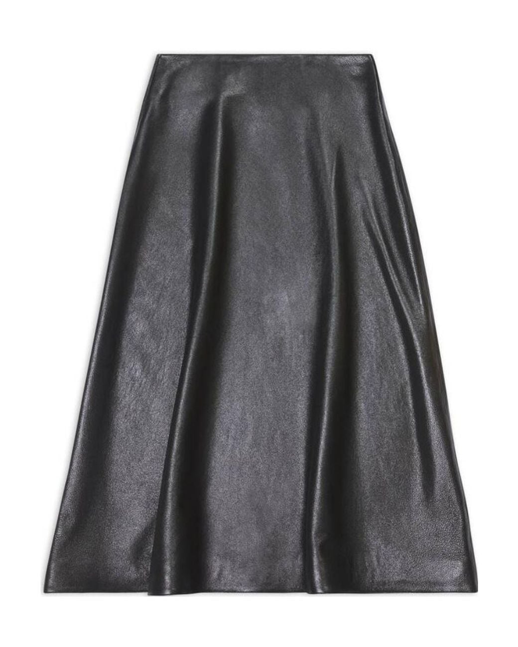 Balenciaga Black A-Line Leather Skirt