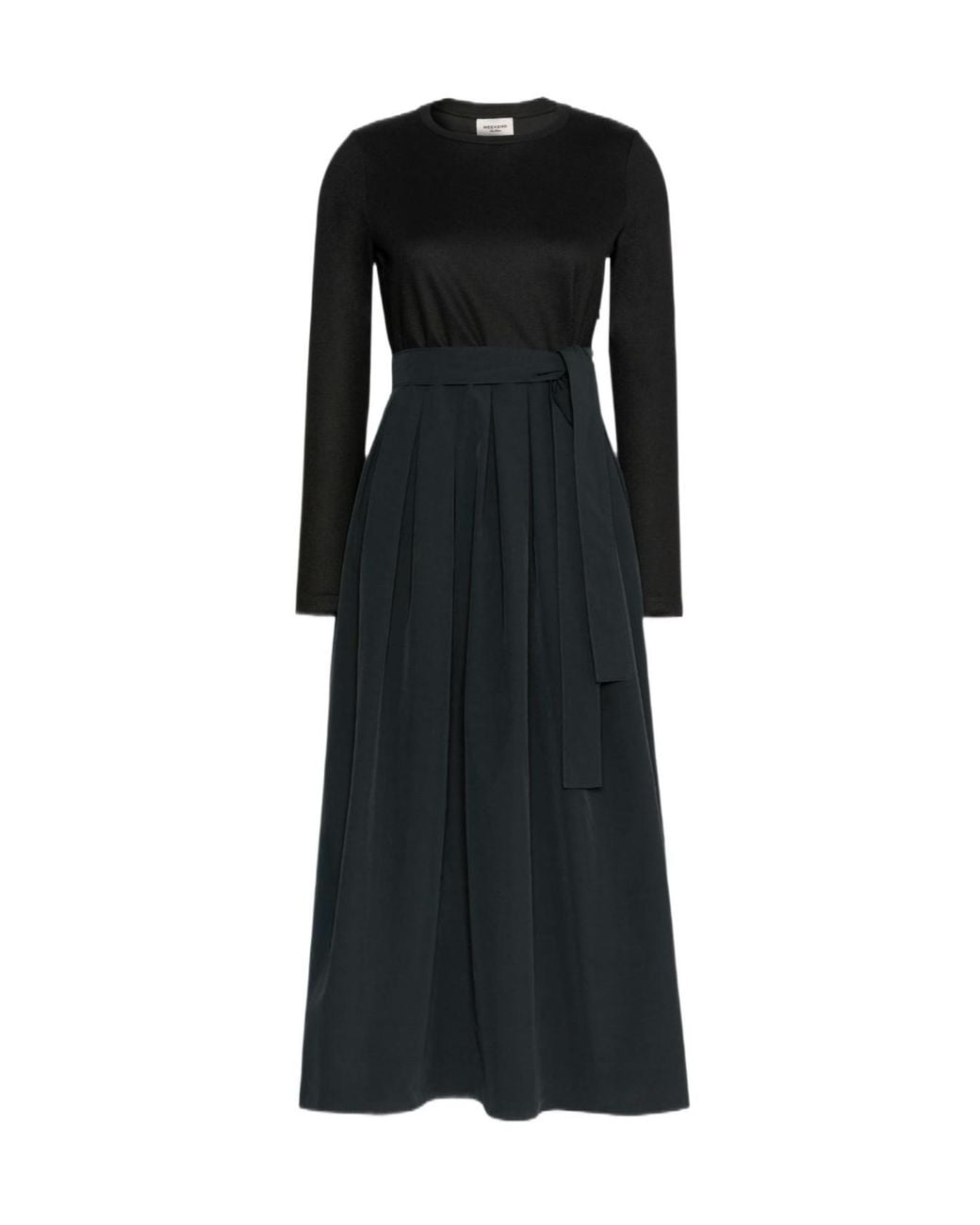 Weekend by Maxmara Black Jacquard Jersey And Taffeta Dress