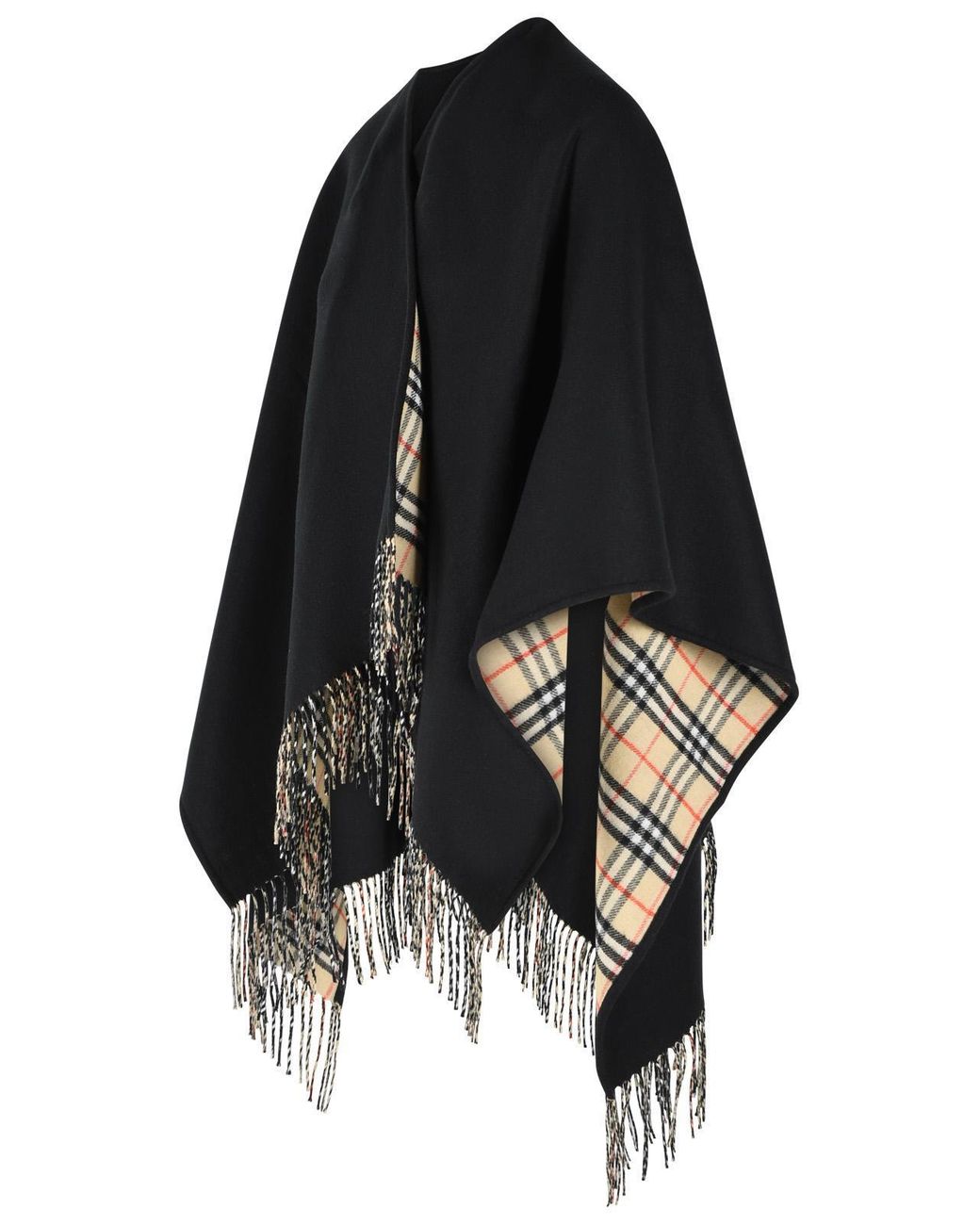 Burberry Black Fringed Reversible Shawl