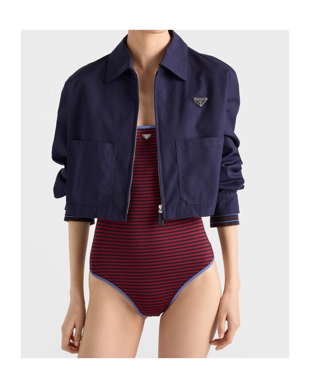 Prada Red One-Piece Interlock Jersey Swimsuit