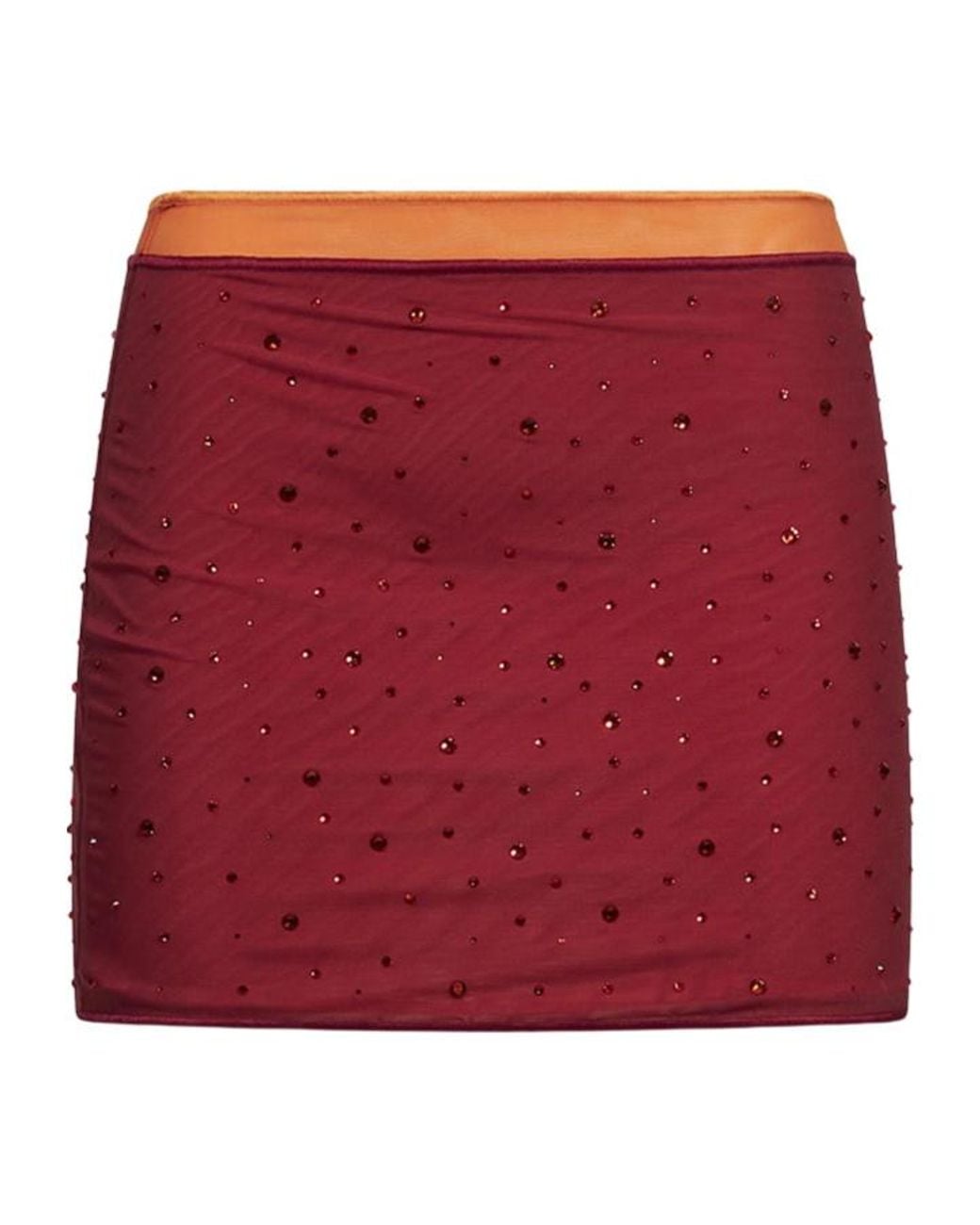 Oseree Red Oséree Embellished Mini Skirt