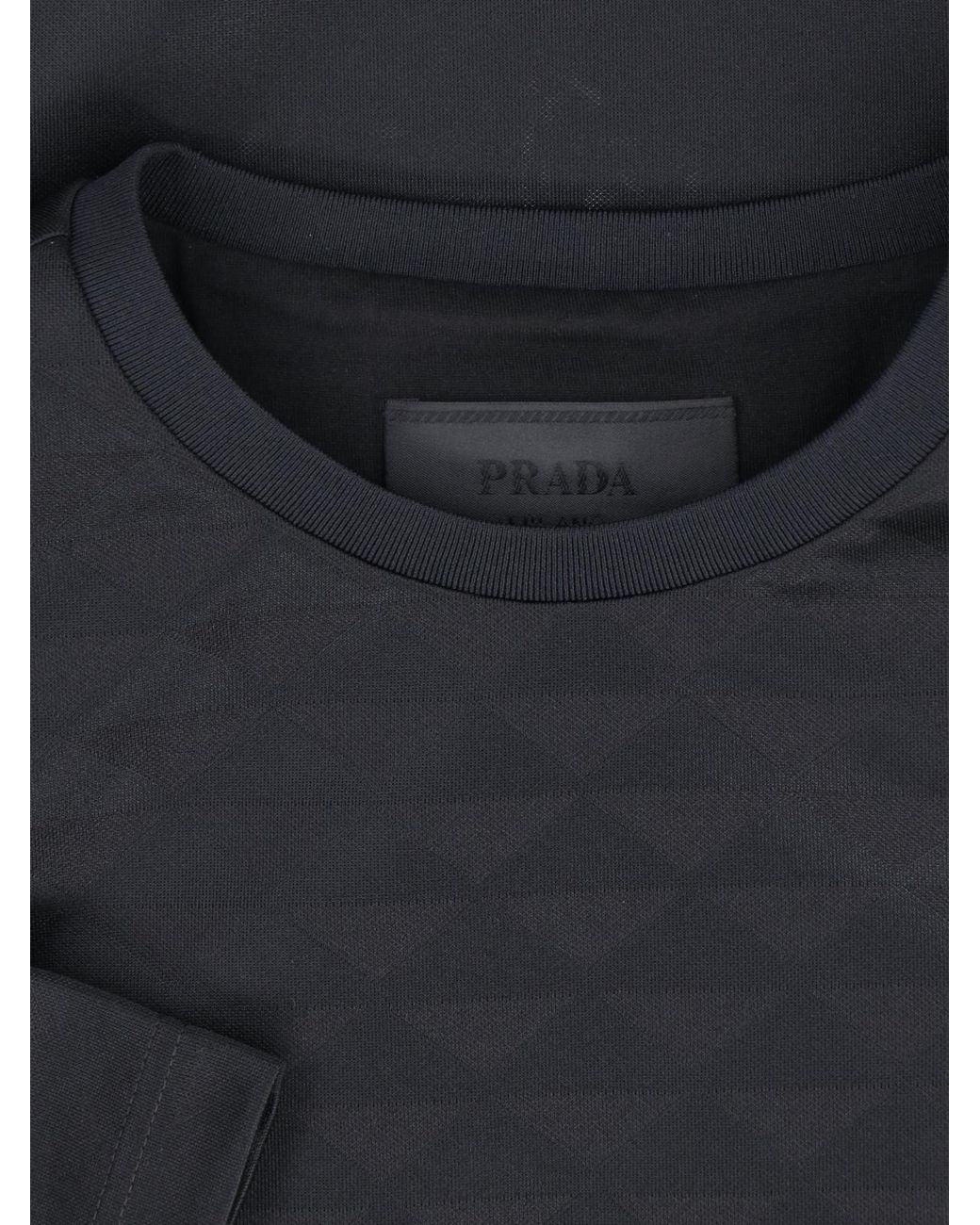 Prada Black All-Over Triangle Motif Crewneck T-Shirt for men