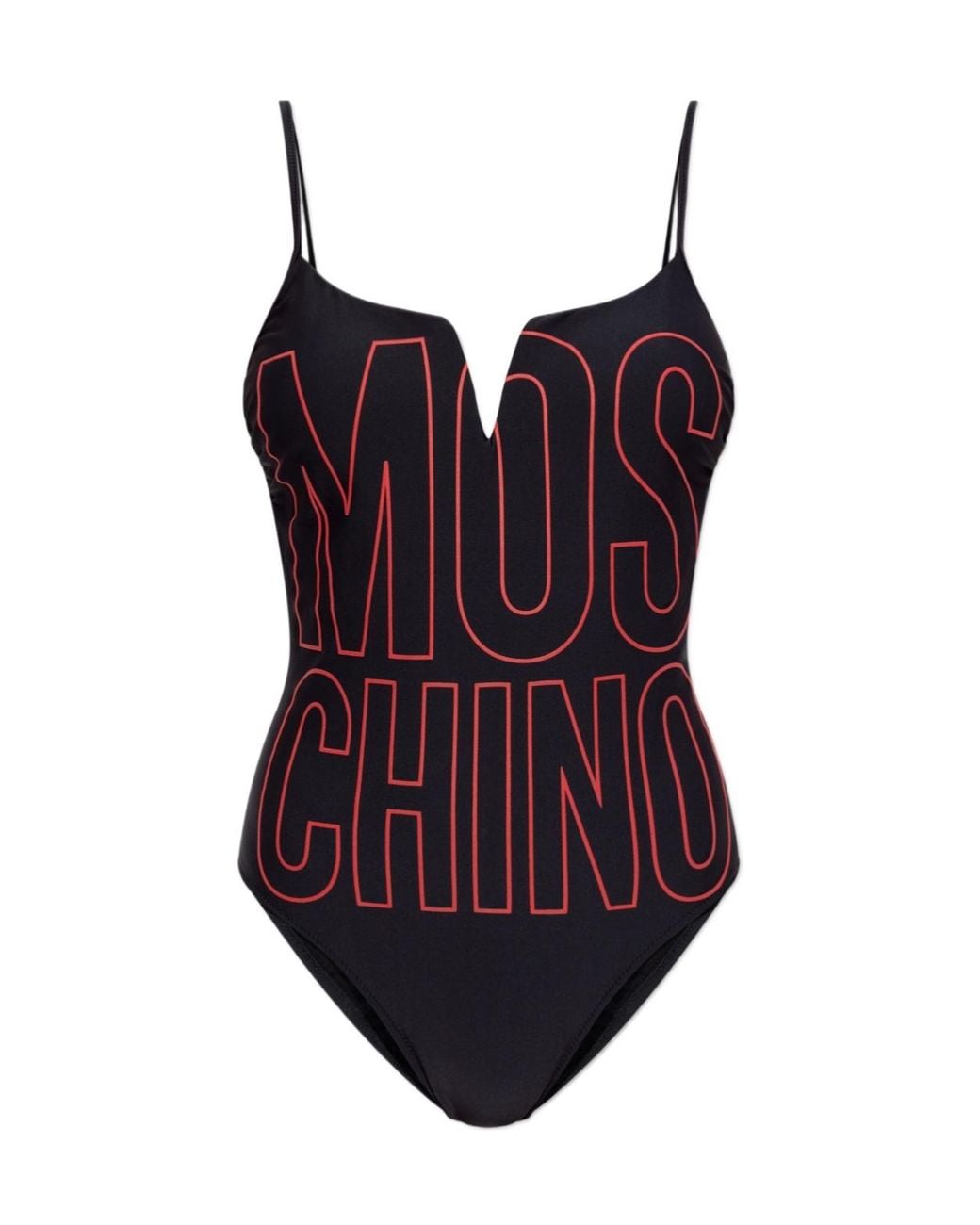 Moschino Purple Logo-Print V-Neck Swimsuit
