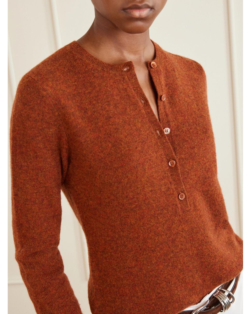 Doen Brown Solid-Color Cashmere Sweater