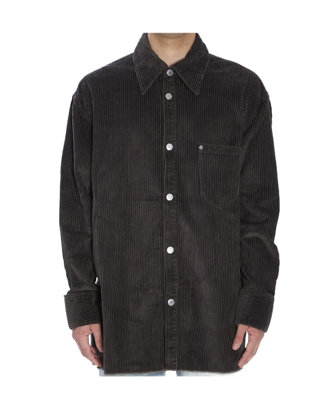AMI Black Corduroy Velvet Overshirt for men