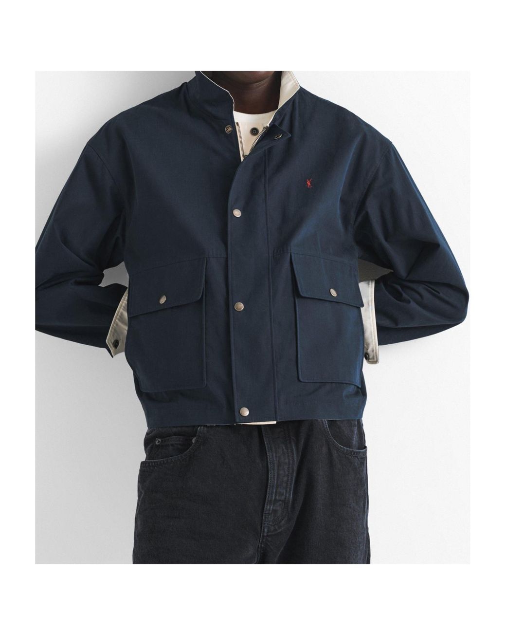 Saint Laurent Blue Simple Collar Jacket for men