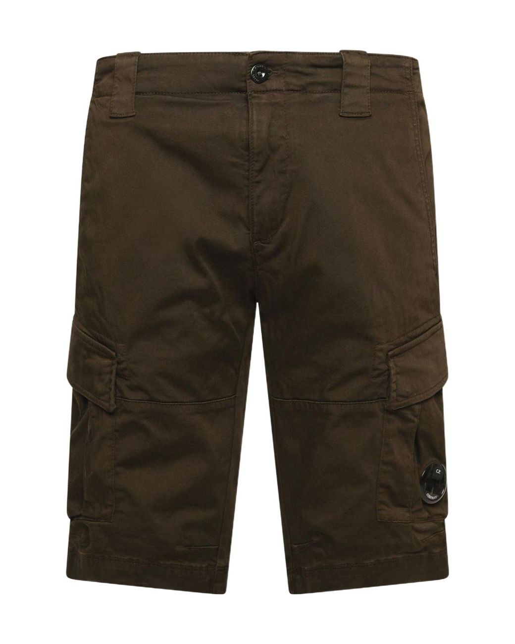 C P Company Green Stretch Cargo Shorts for men
