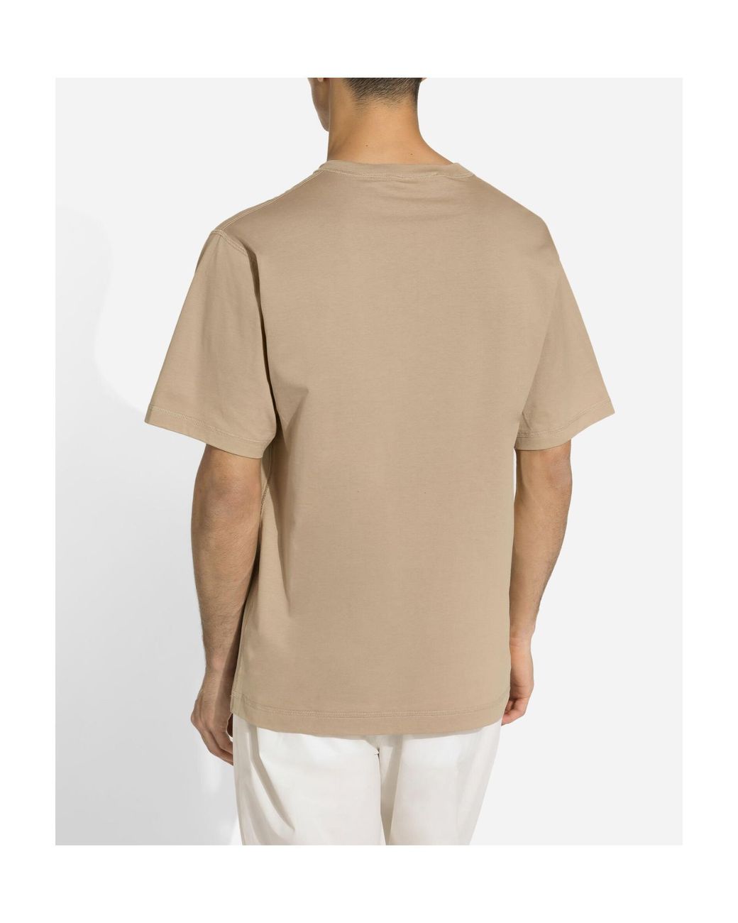 Dolce & Gabbana Natural Logo Patch Crewneck T-Shirt for men