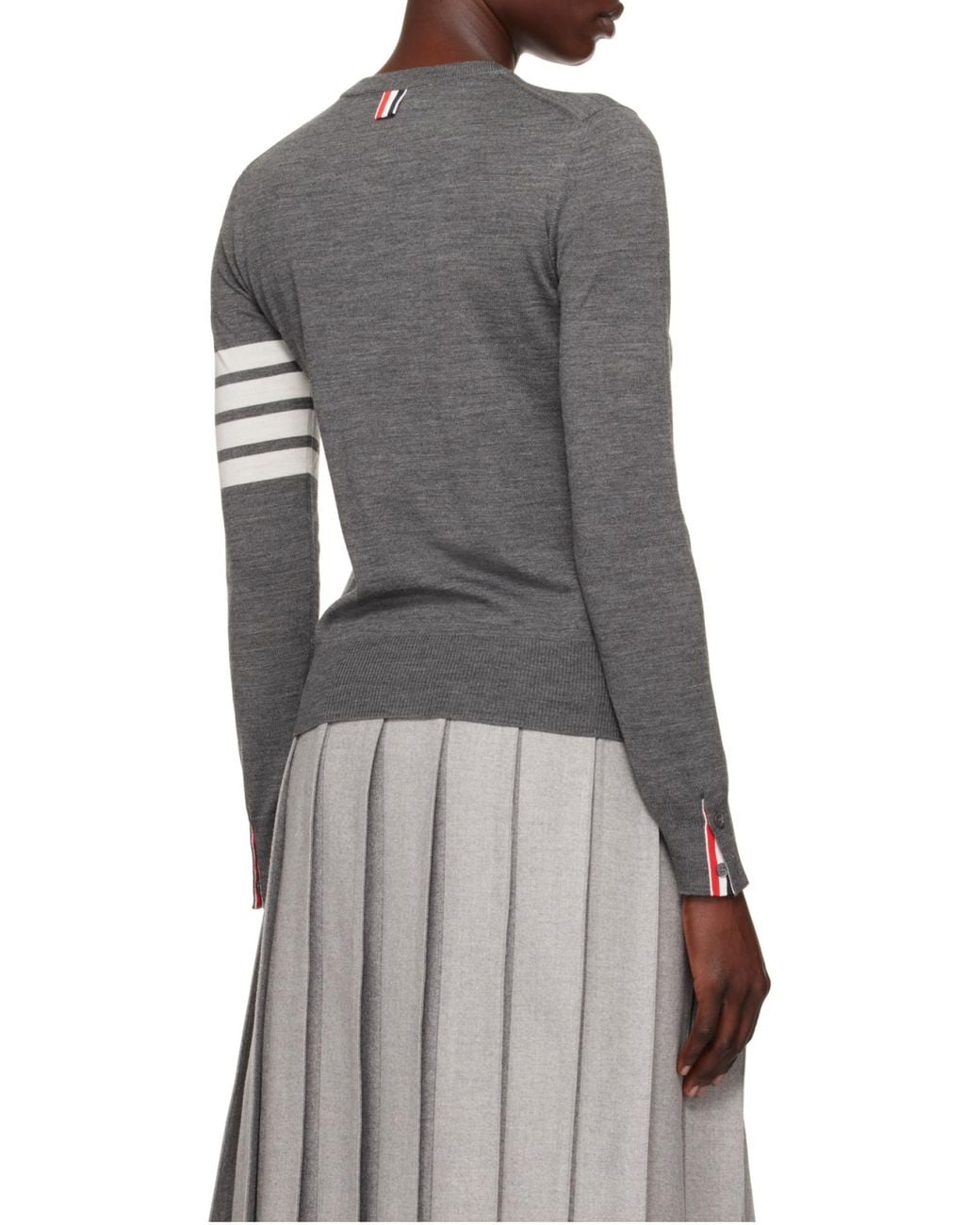 Thom Browne Gray 4-Bar Ribbed Crewneck Jumper