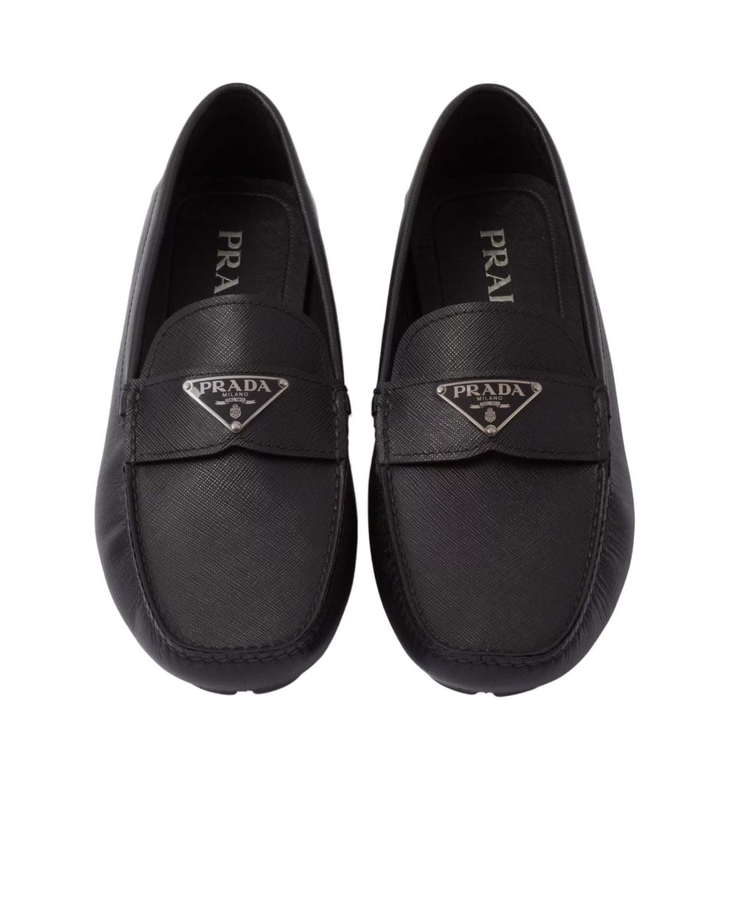 Prada Black Triangle-Logo Loafers for men