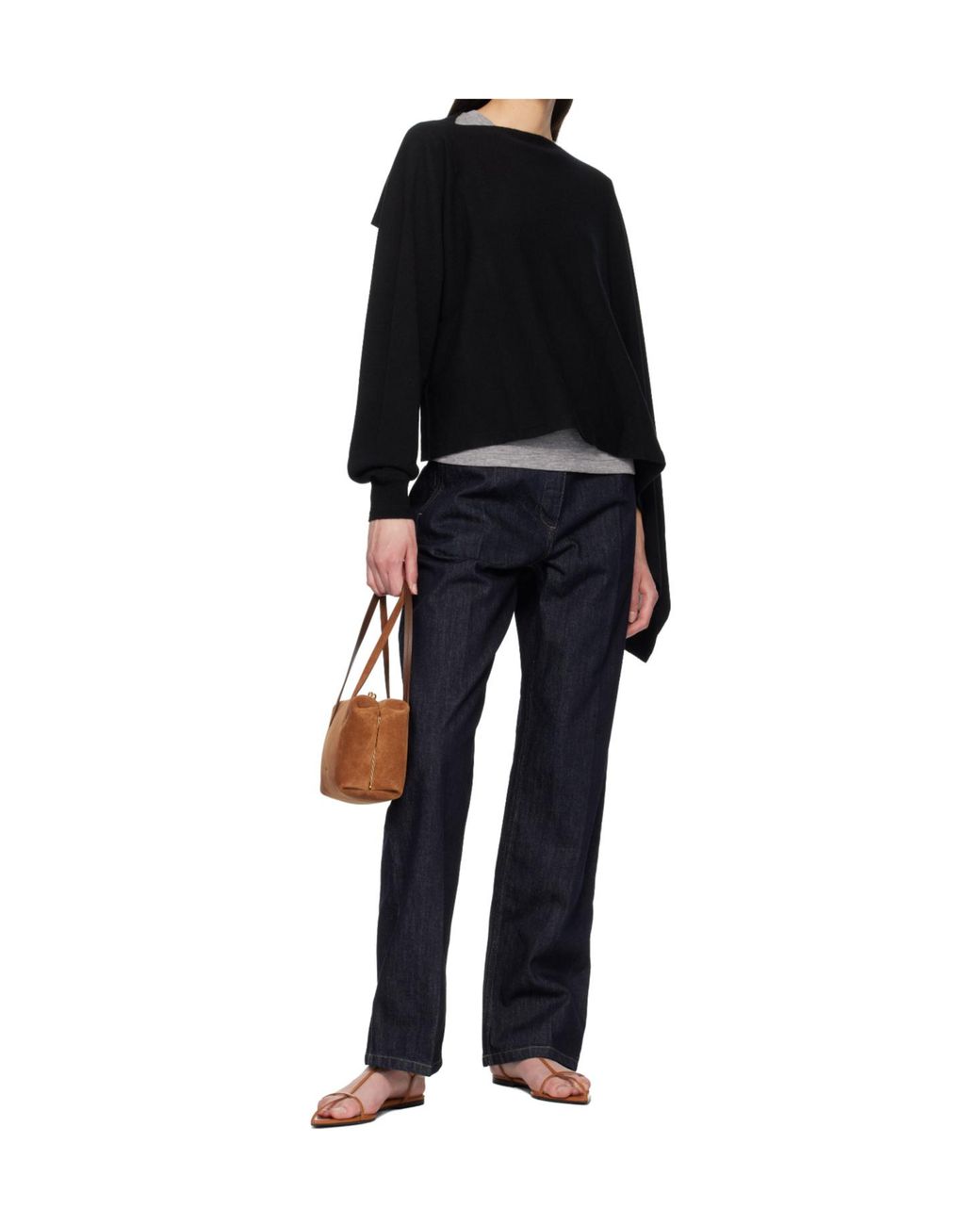 Jil Sander Black Cape-Style Single-Sleeve Knitwear