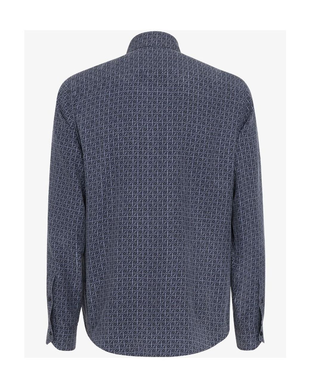 Fendi Blue Silk Shirt for men