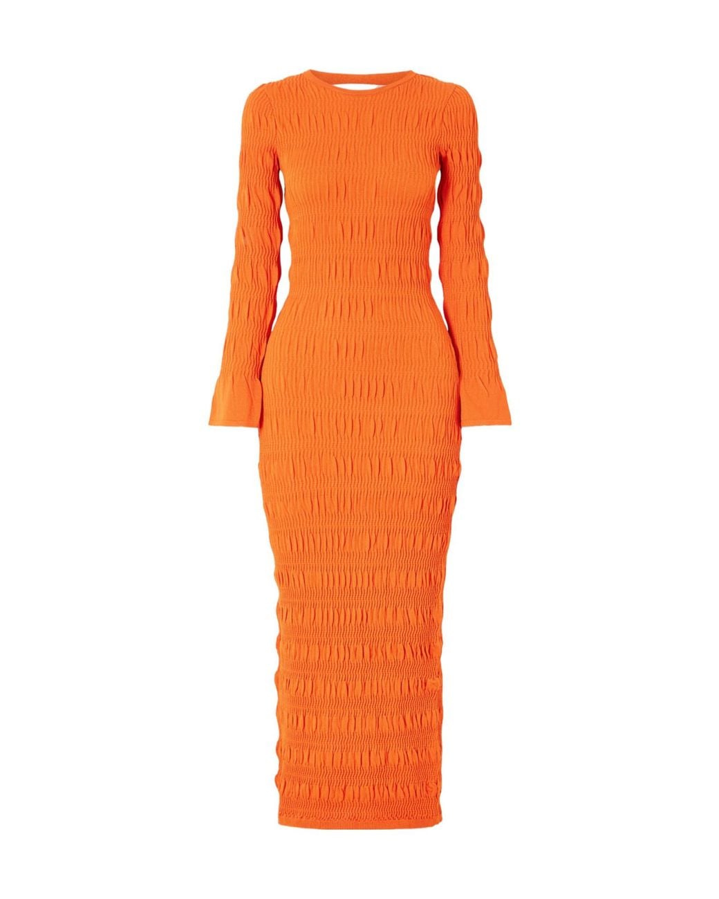 TOVE Orange Gathered Stretch Midi Dress