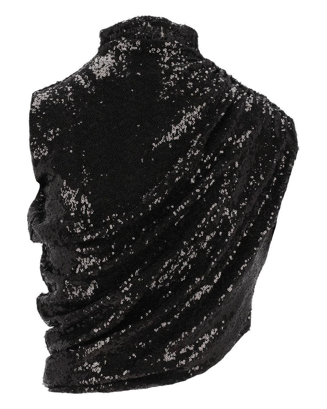 Amazuìn Black Celin Sequined High Neck Crop Top