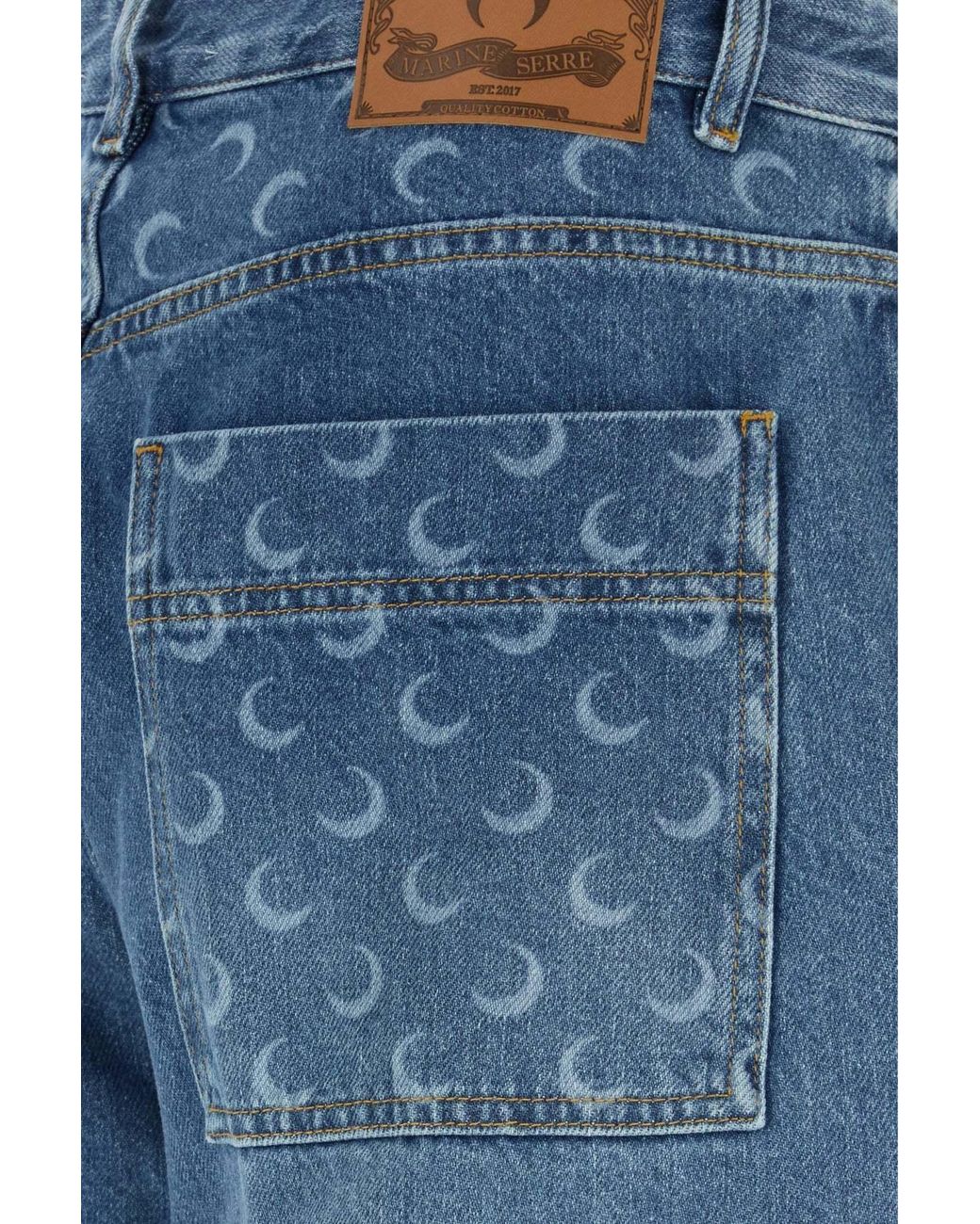 MARINE SERRE Blue Denim Loose Jeans for men