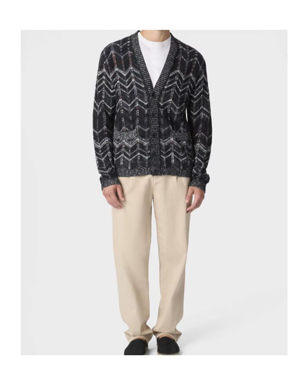 Missoni Black Chevron Ribbed-Trim Cardigan for men
