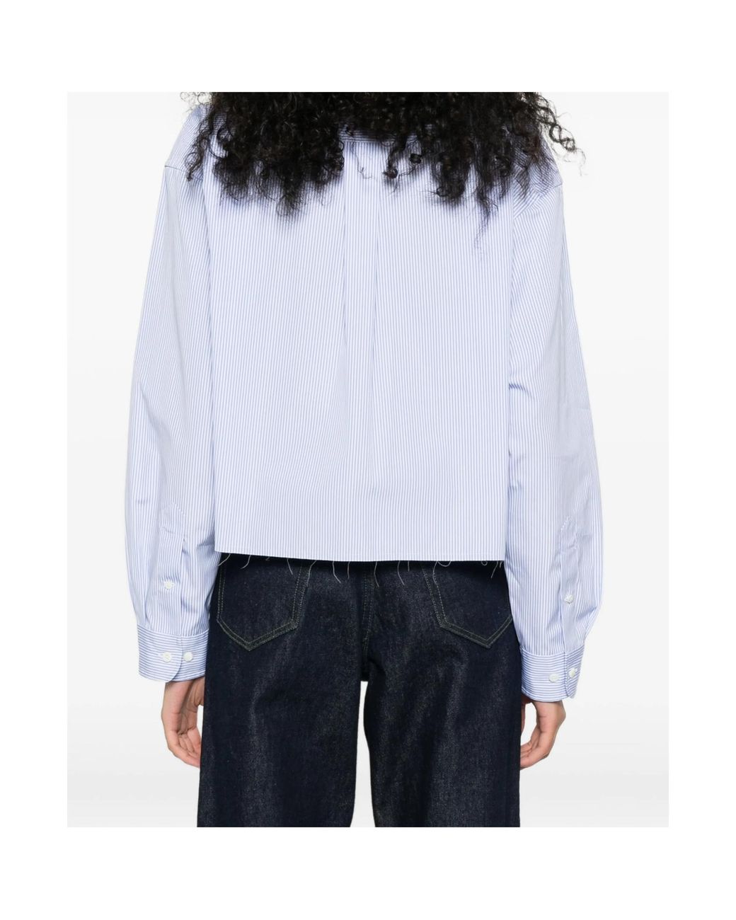 Miu Miu Blue Logo-Embroidered Striped Shirt
