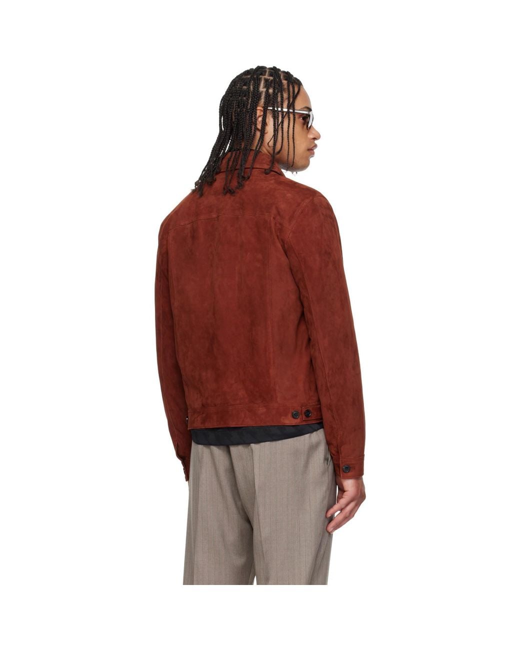 Paul Smith Red Slim Fit Denim Style Suede Jacket for men