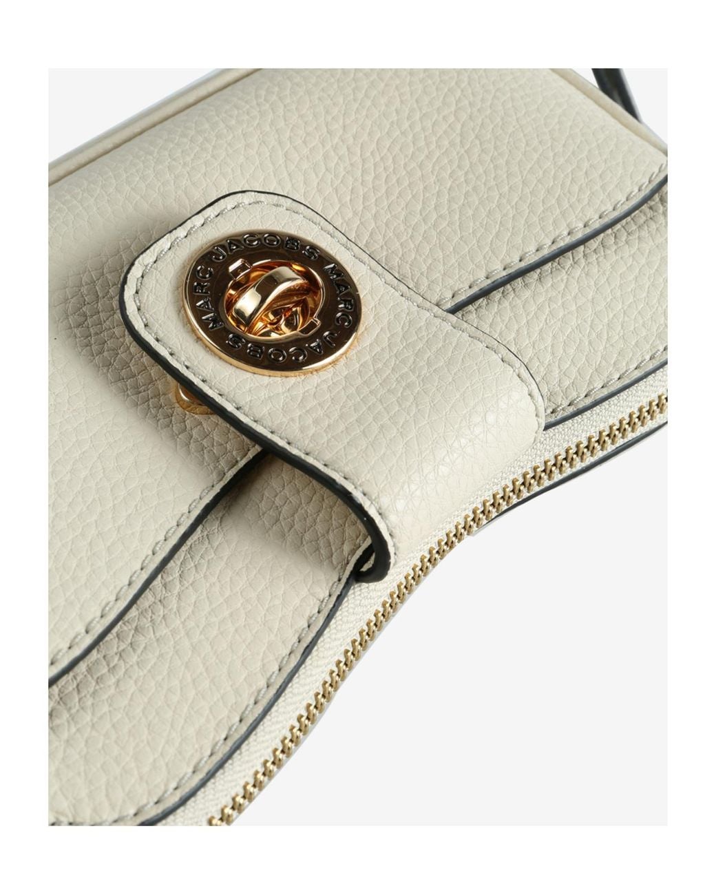 Marc Jacobs White Turnlock Leather Clutch Bag
