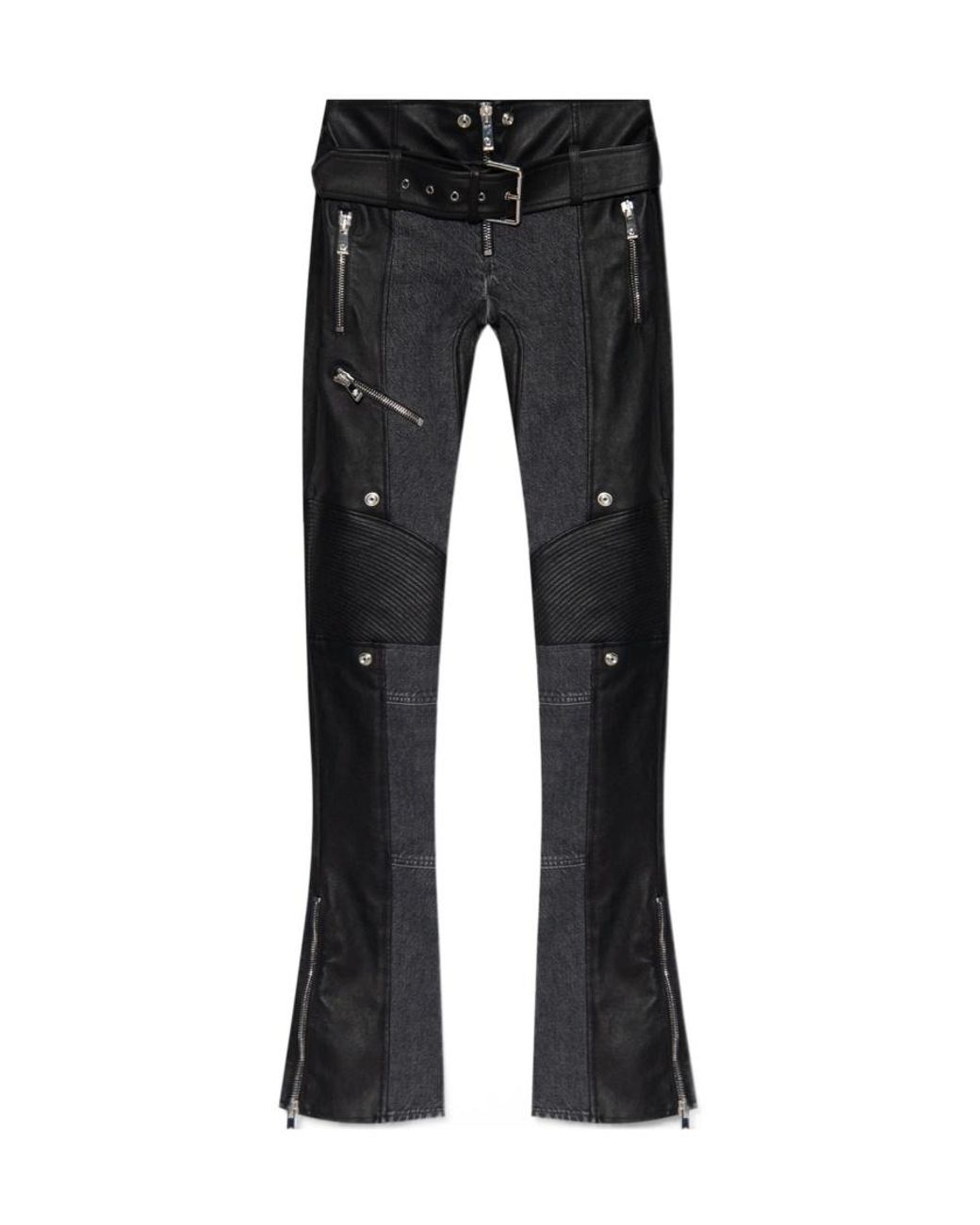 Versace Black Belted Zip-Cuff Flared Trousers