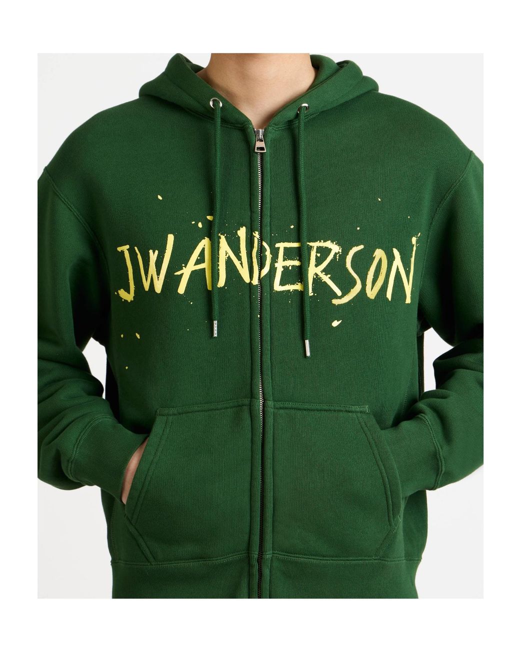 J.W. Anderson Green Jw Anderson Logo Printed Zip-Up Hoodie for men