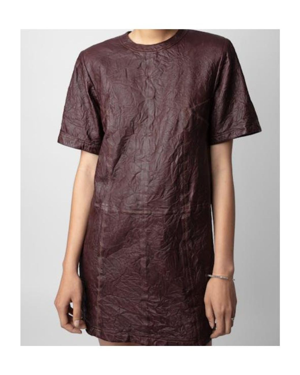 Zadig & Voltaire Brown Riddy Creased Leather Minidress