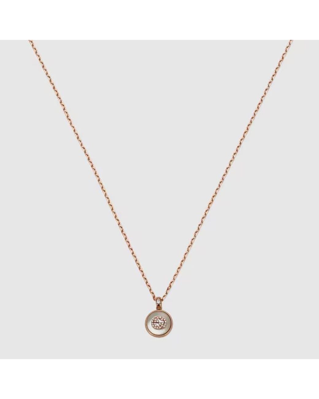 Gucci Metallic Interlocking 18K Diamond Necklace