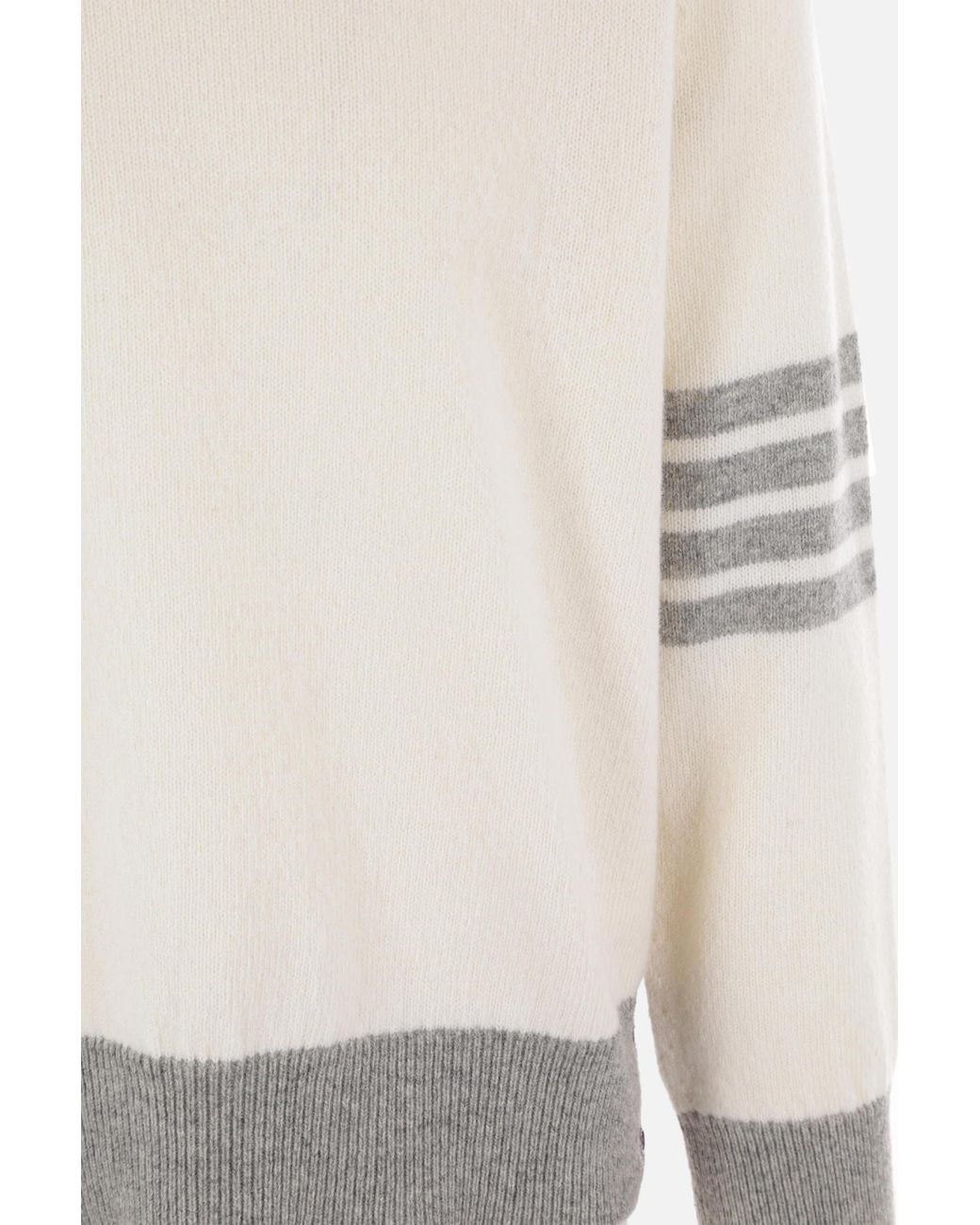 Thom Browne White Crewneck Knitted Jumper for men
