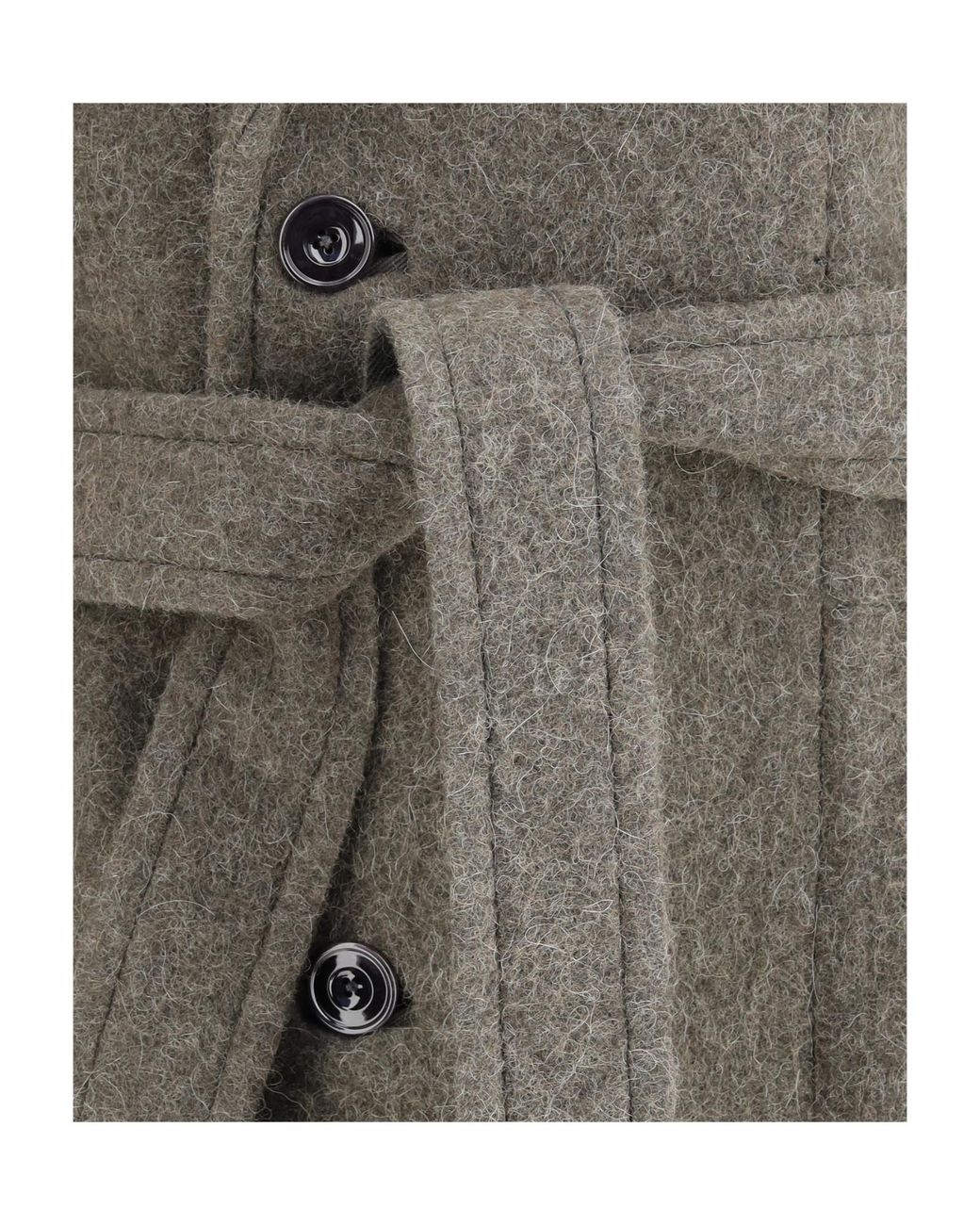Lemaire Gray Straight Hem Belted Coat for men
