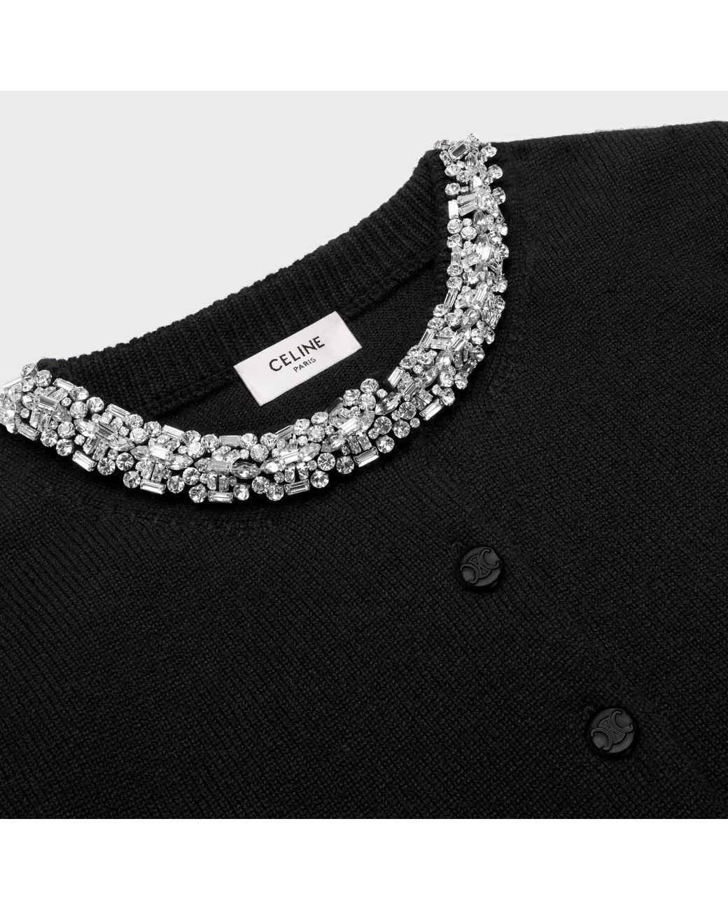 Céline Black Embroidered Cropped Cardigan