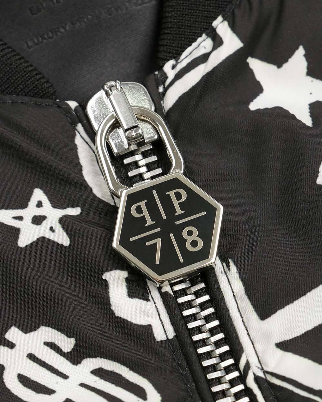 Philipp Plein Black Pattern Printed Casual Jacket for men