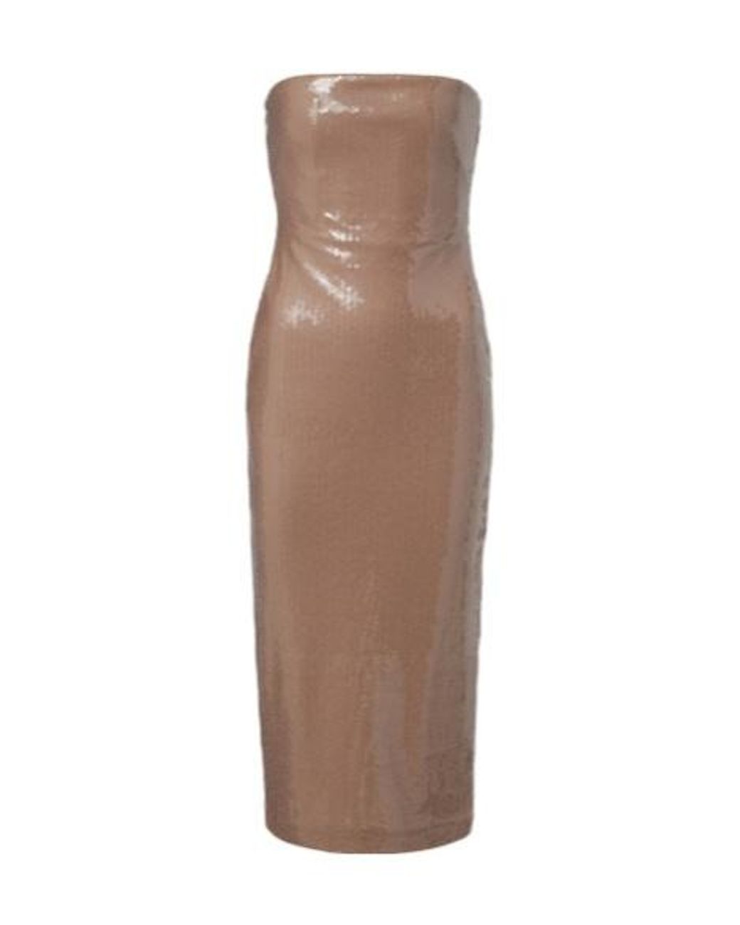 Alex Perry Brown Sequined Strapless Midi Dress