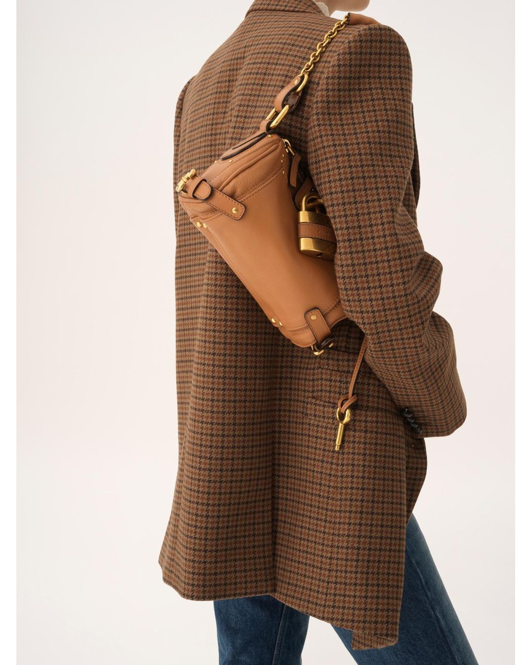 Chloé Brown Chloé Paddington Padlock Detailed Small Shoulder Bag