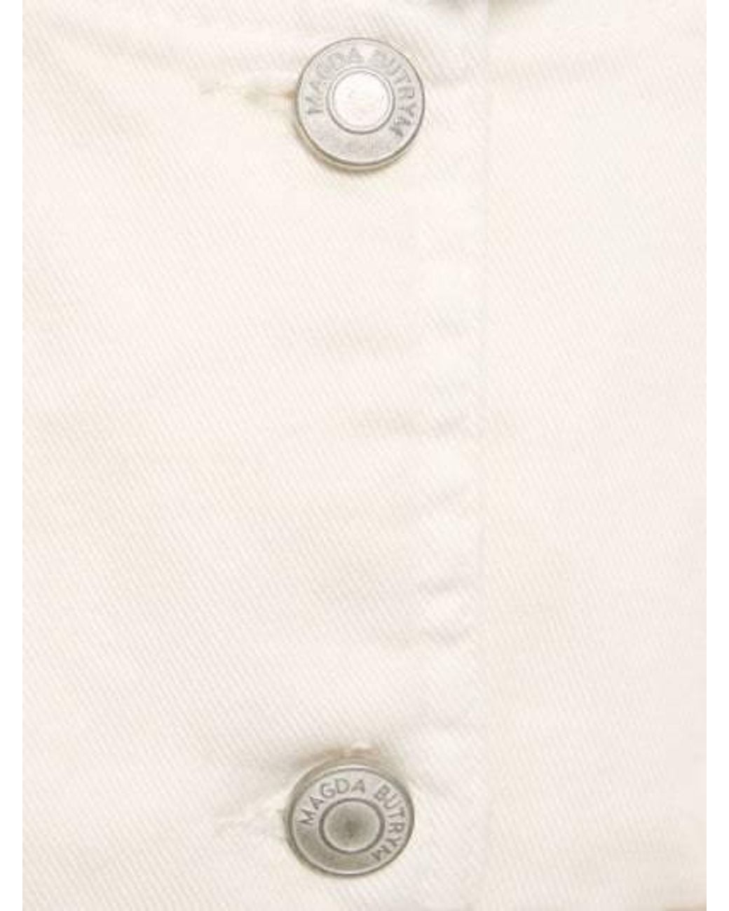 Magda Butrym White Square-Round Neck Denim Jacket
