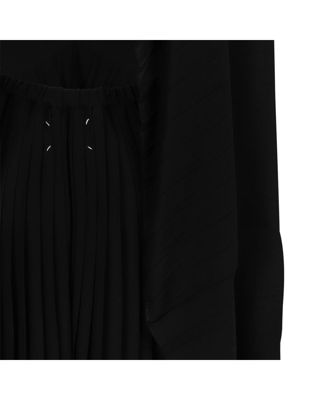 Maison Margiela Black Pleated Cape Dress