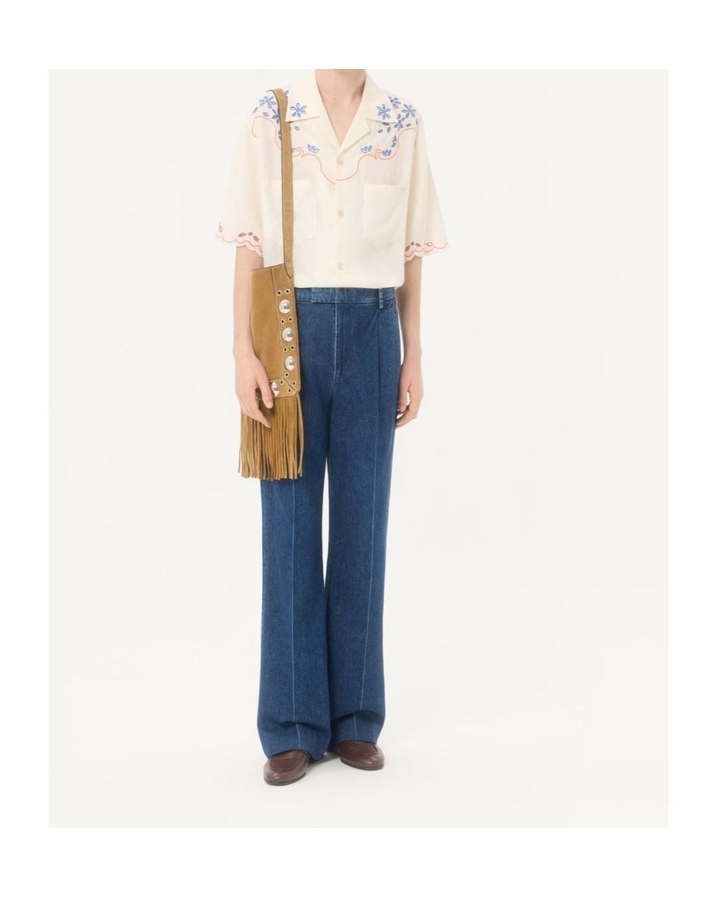 Valentino White Embroidered Button-Up Bowling Shirt for men