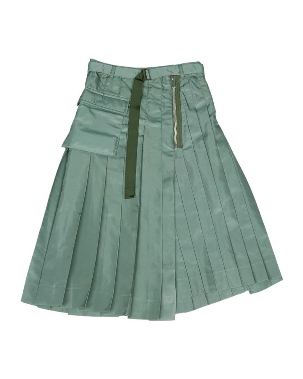 Sacai Green Pleated Skirt
