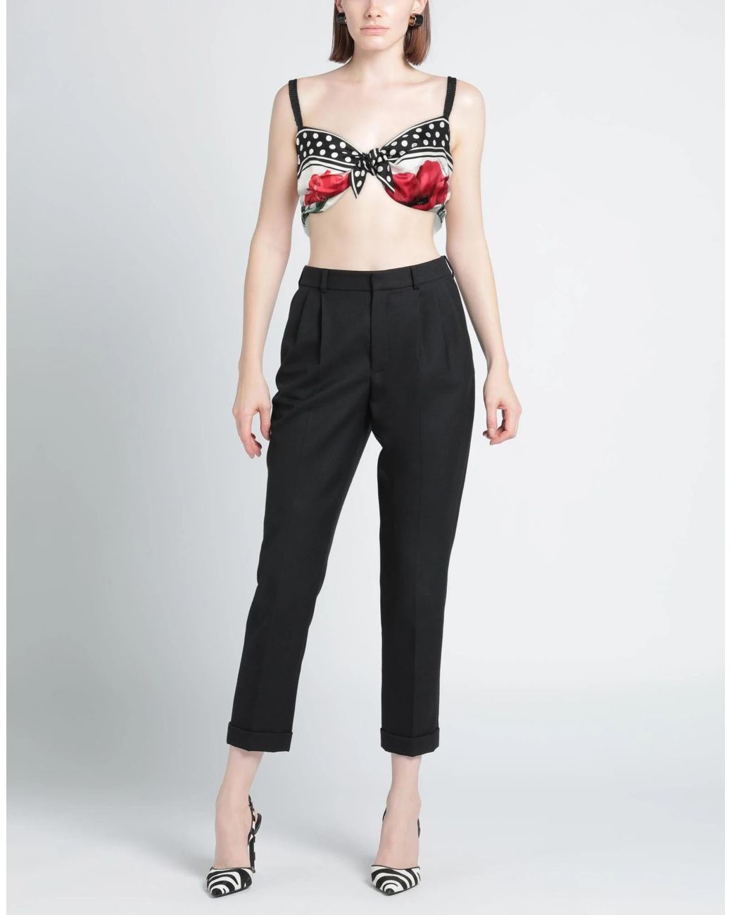 Dolce & Gabbana Red Sleeveless Floral Polka Dot Top