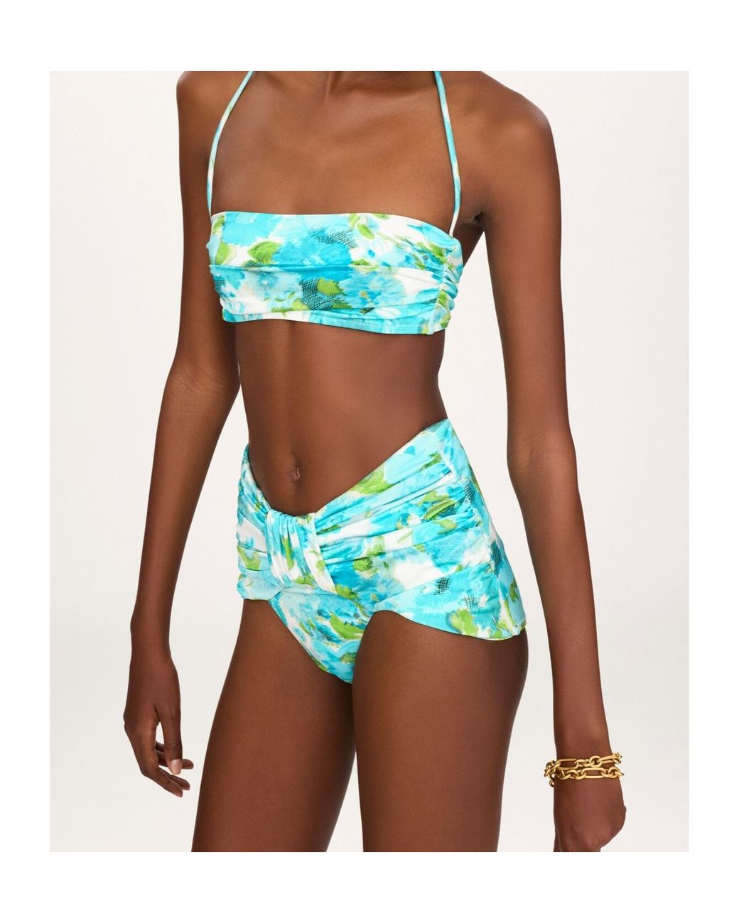 Chloé Blue Floral-Print Bikini Top