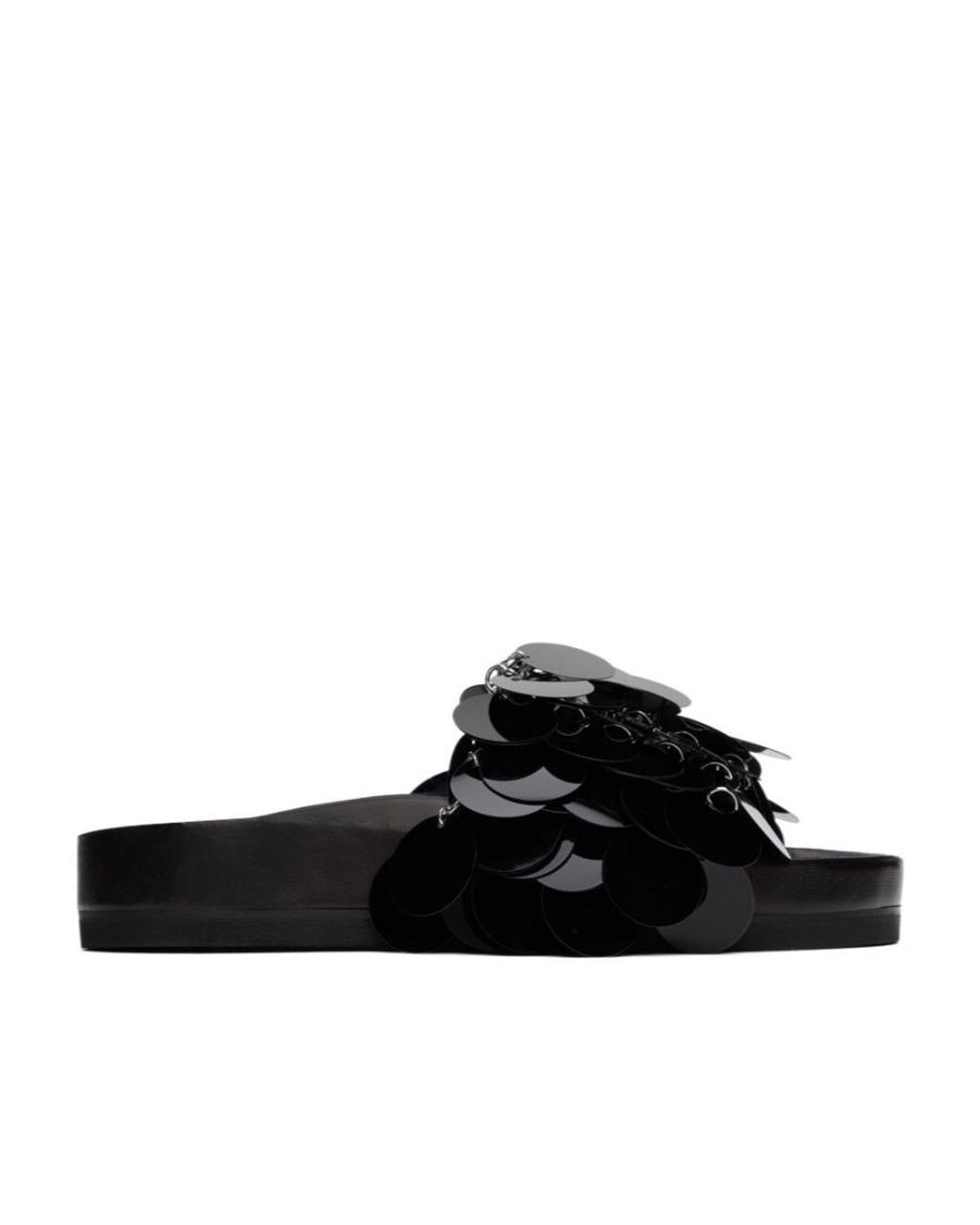 Rabanne Black Sequin Embellishment Open-Toe Sandals