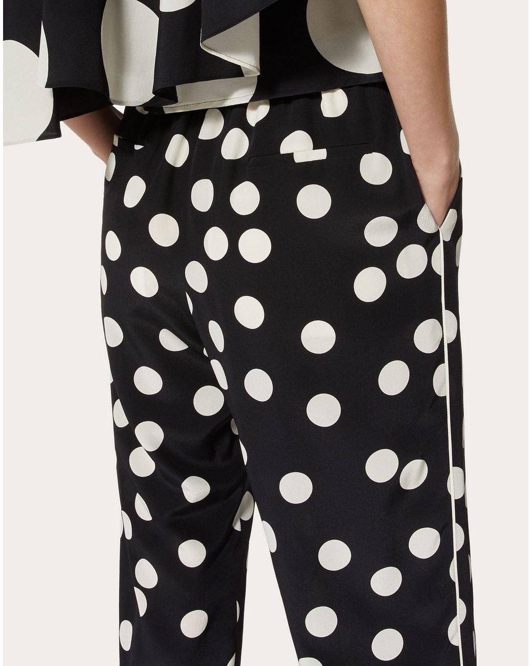 Valentino Black Polka-Dot Straight-Leg Trousers