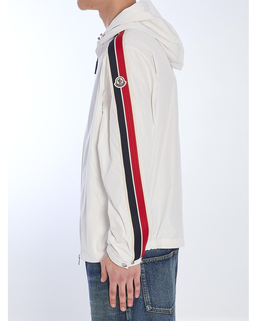 Moncler Gray Zip-Up Hooded Jacket for men