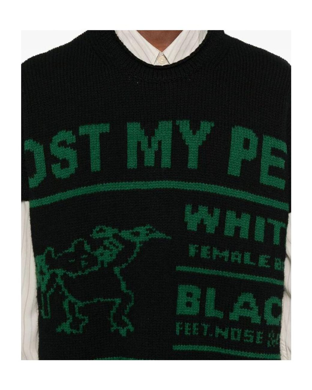 MM6 by Maison Margiela Black Jacquard Sweater for men